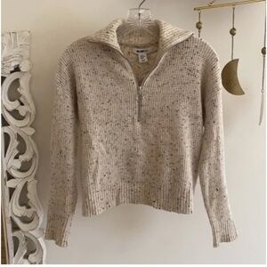 🪞 NWT william rust waffle knit half zip up front long sleeve sweater top